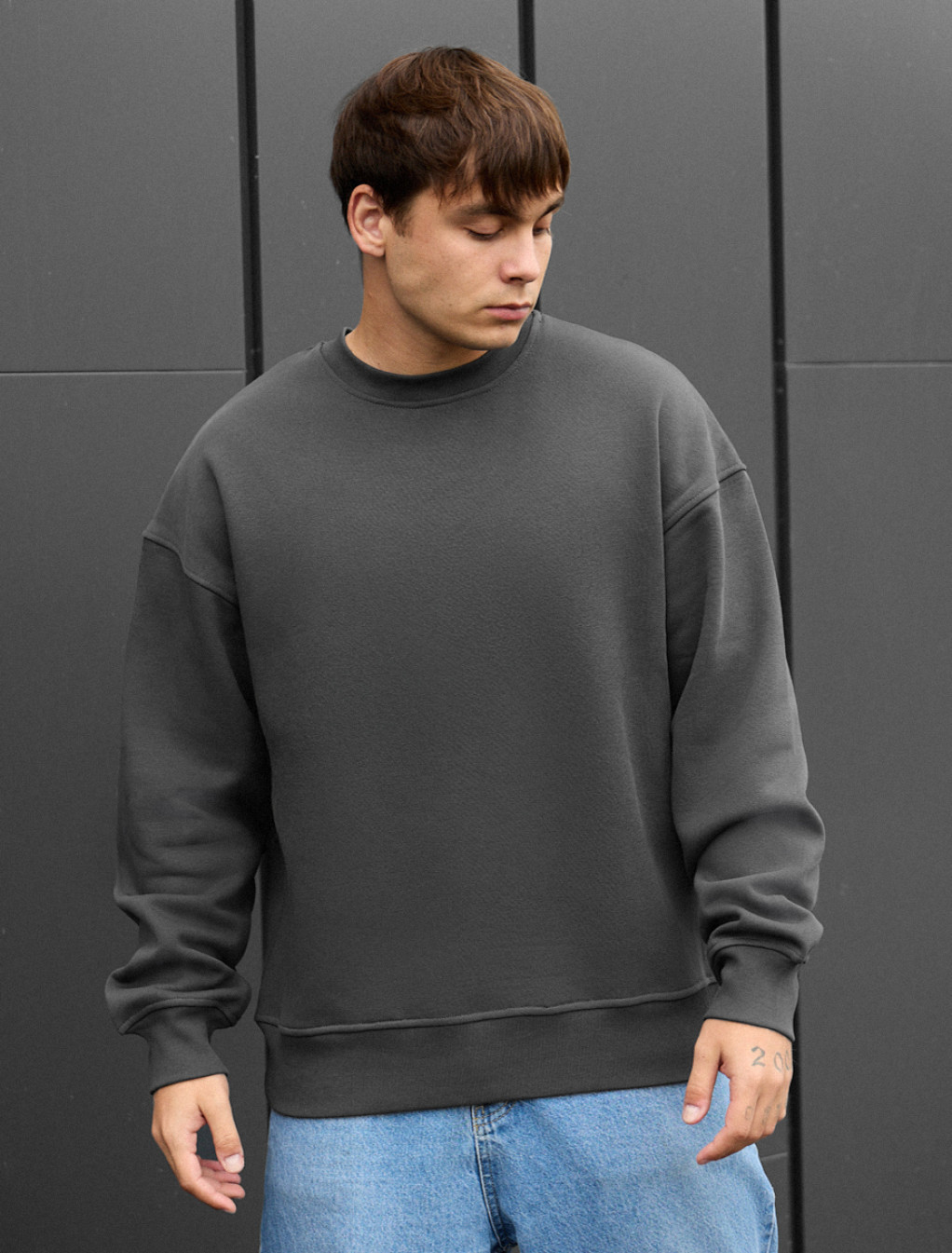Bluza Staff dark gray2 oversize fleece