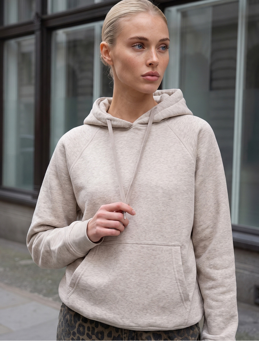 Bluza Staff ry beige melange oversize fleece