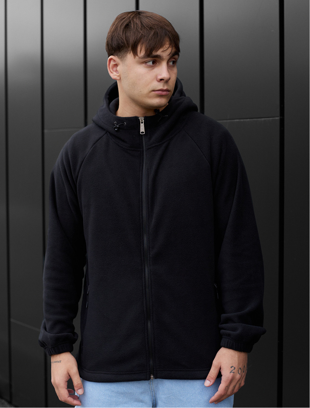 Bluza z kapturem Staff zip black fleece