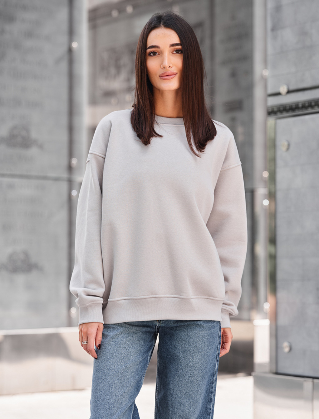 Bluza Staff light gray oversize fleece