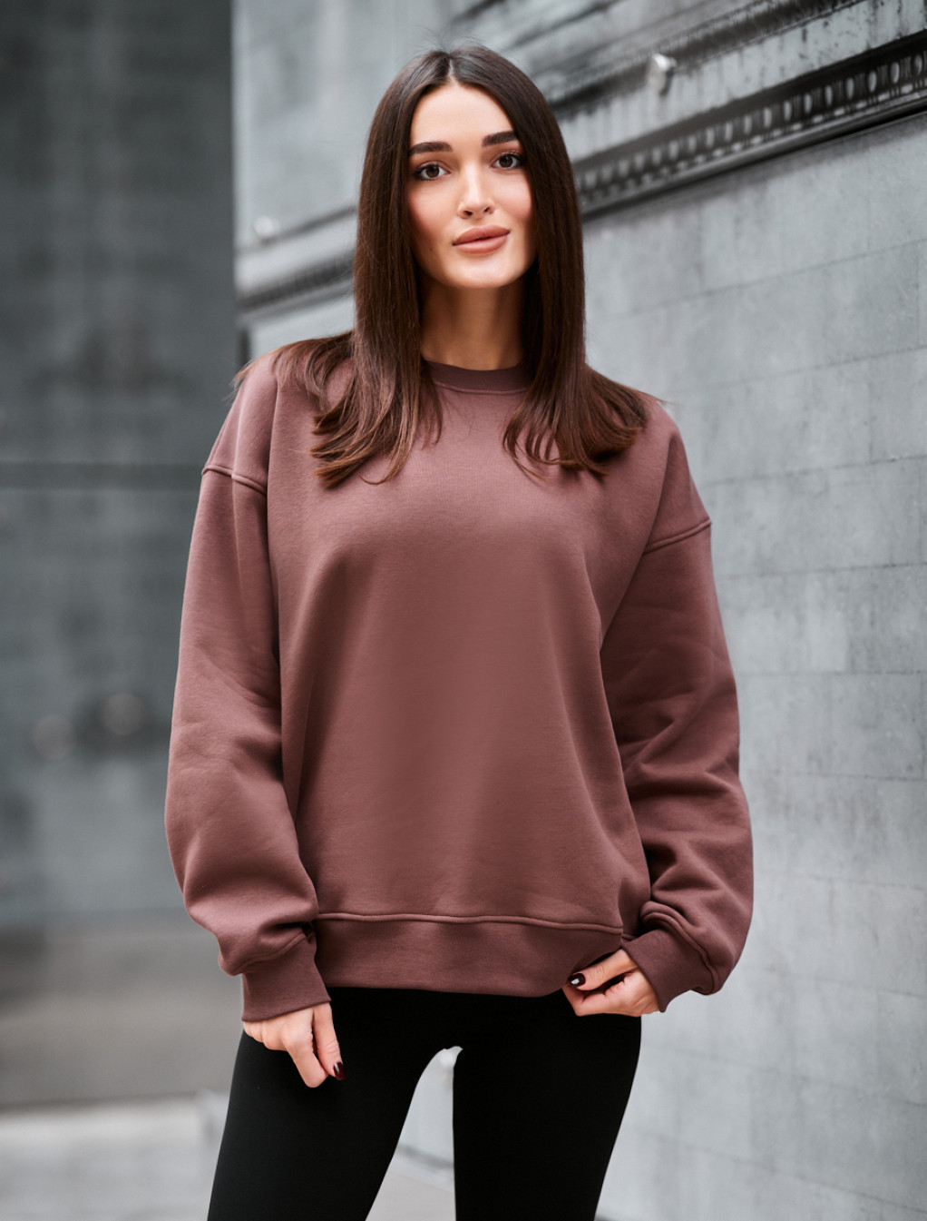 Bluza Staff brown oversize fleece