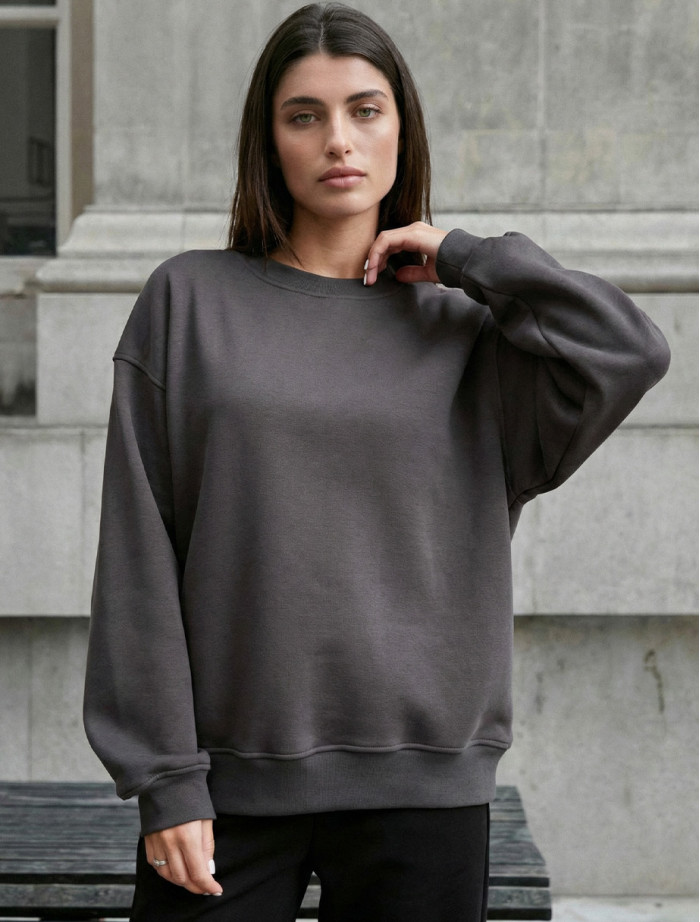 Bluza Staff dark gray oversize fleece