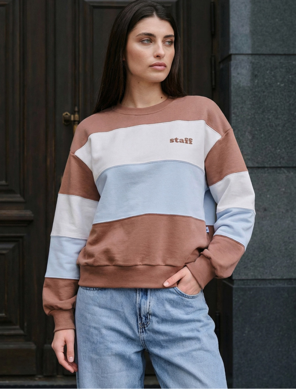 Bluza Staff met brown/white/light blue