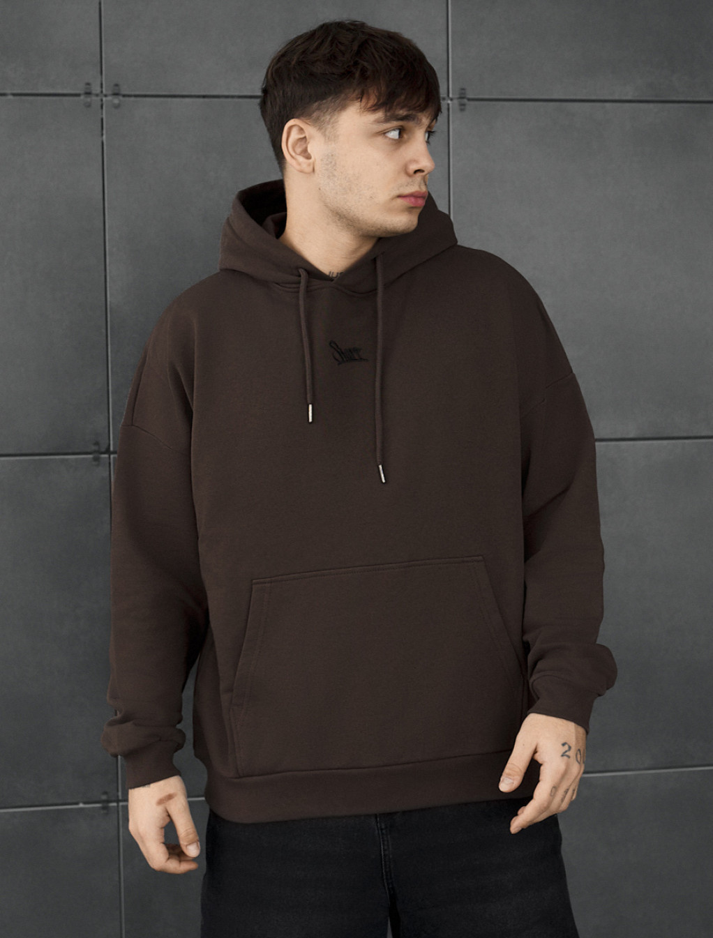 Bluza Staff dark brown logo oversize