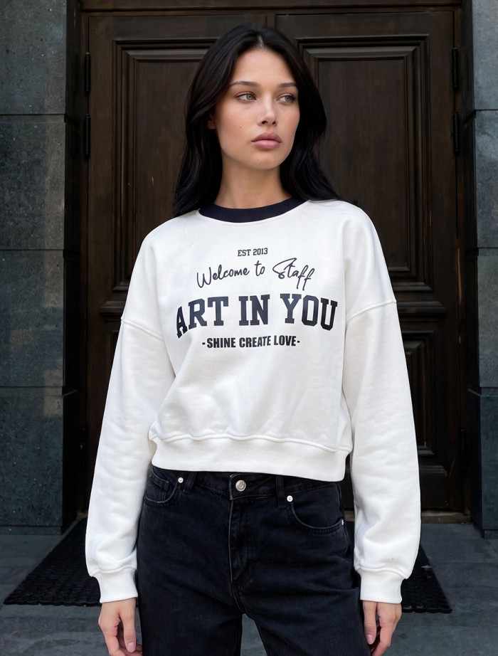Bluza Staff vio white oversize fleece