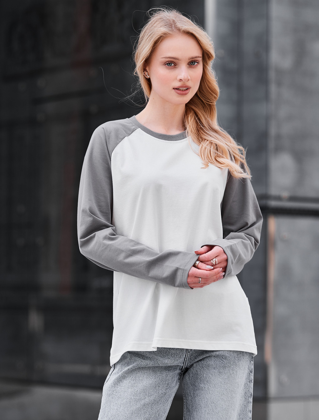 Longsleeve Staff ves white & gray