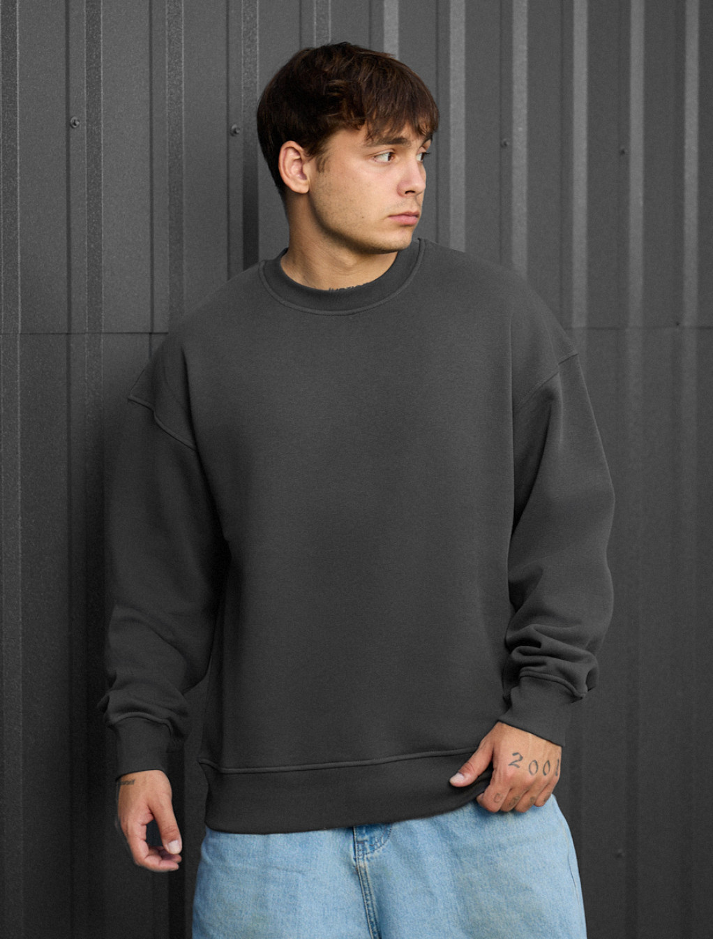 Bluza Staff dark gray oversize fleece
