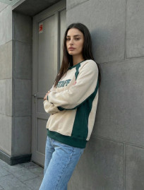 Bluza Staff ost milk & green oversize fleece