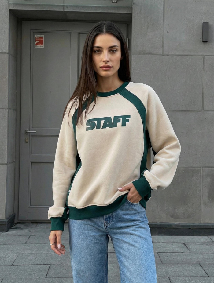 Bluza Staff ost milk & green oversize fleece