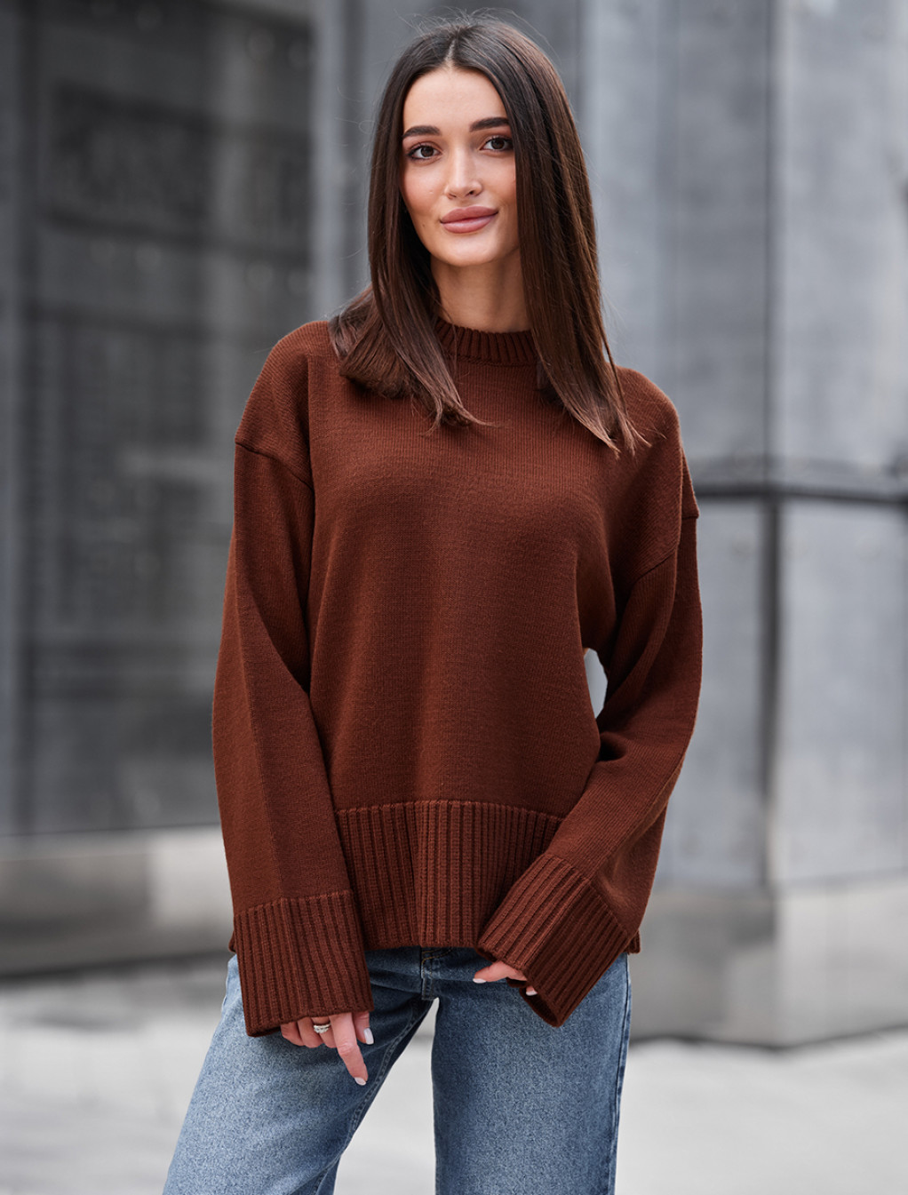 Sweter Staff oli brown oversize