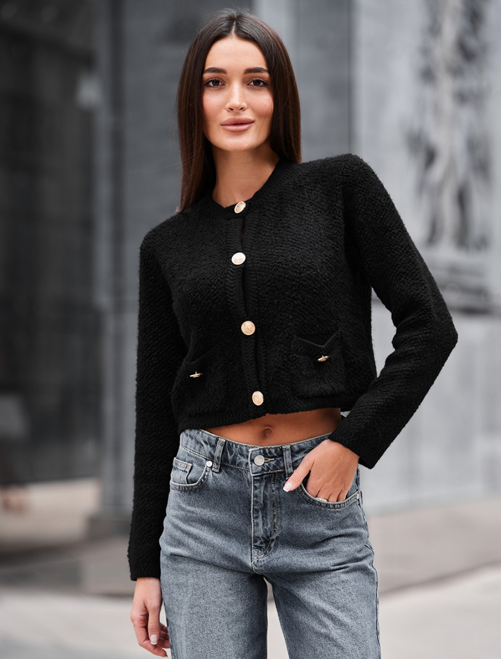 Dzianinowy kardigan Staff ali black