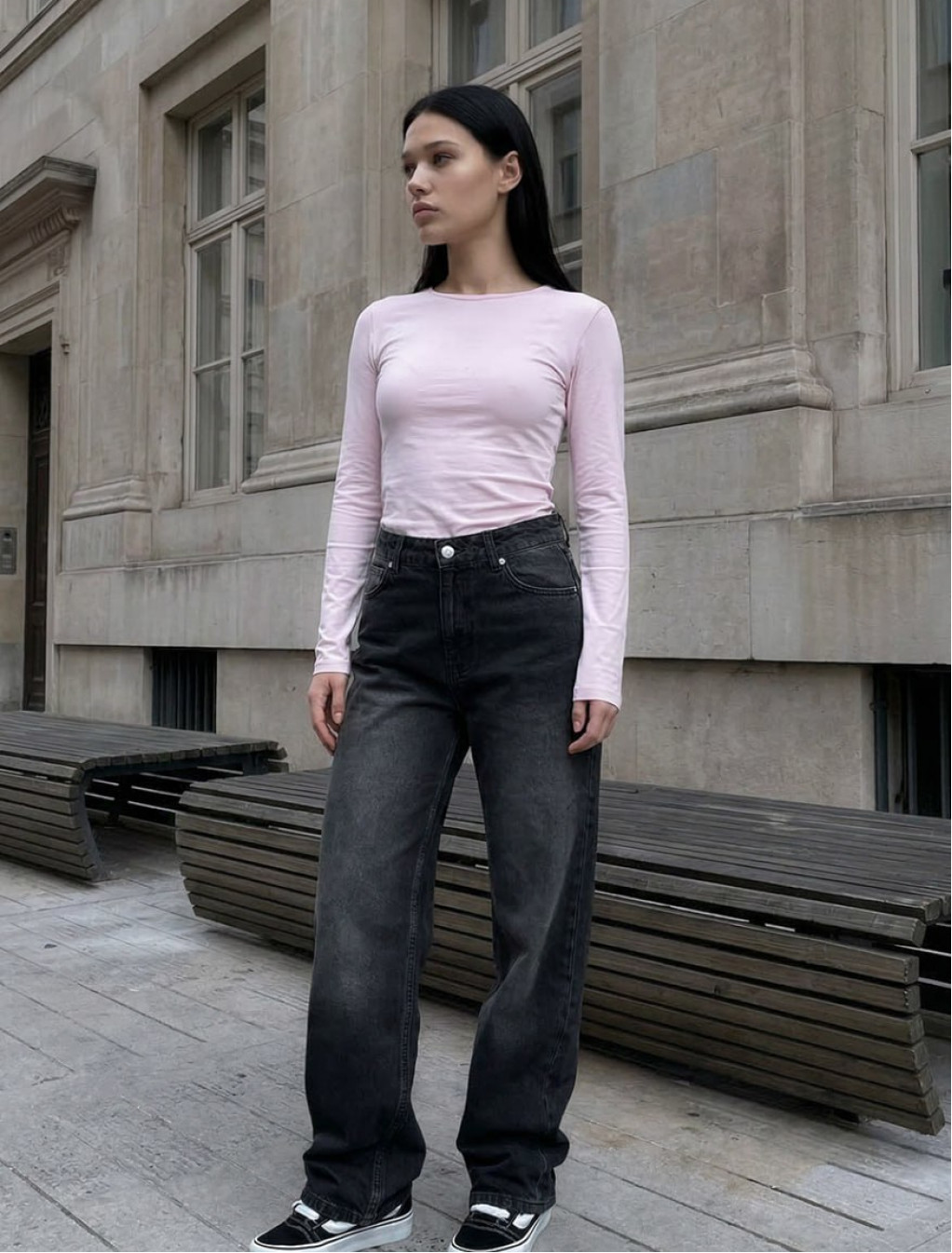 Dżinsy damskie Staff 2511 dark gray baggy