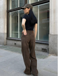 Dżinsy damskie Staff 2511 brown wide leg