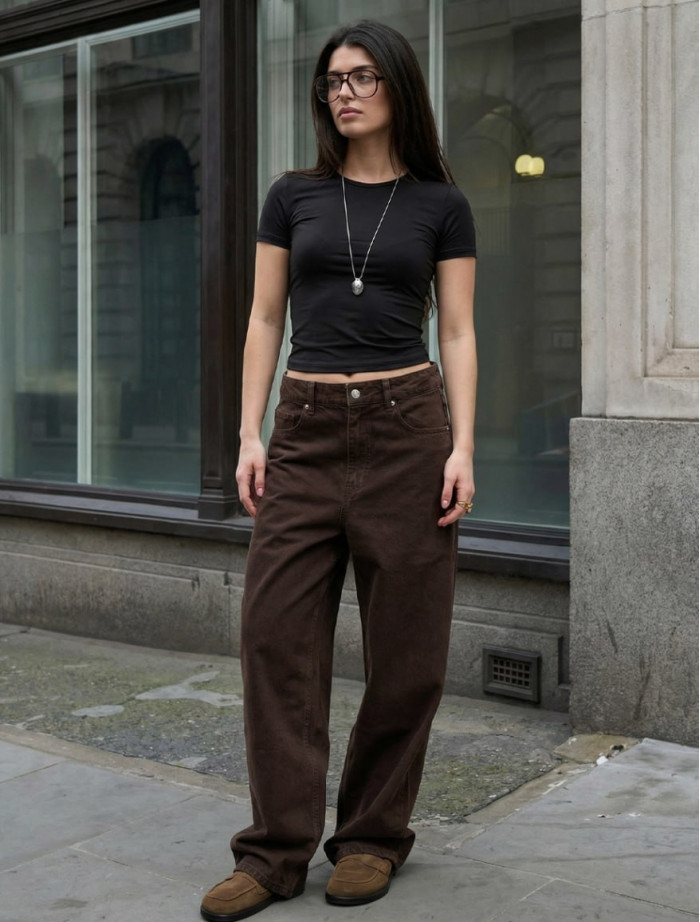 Dżinsy Staff 2 brown wide leg