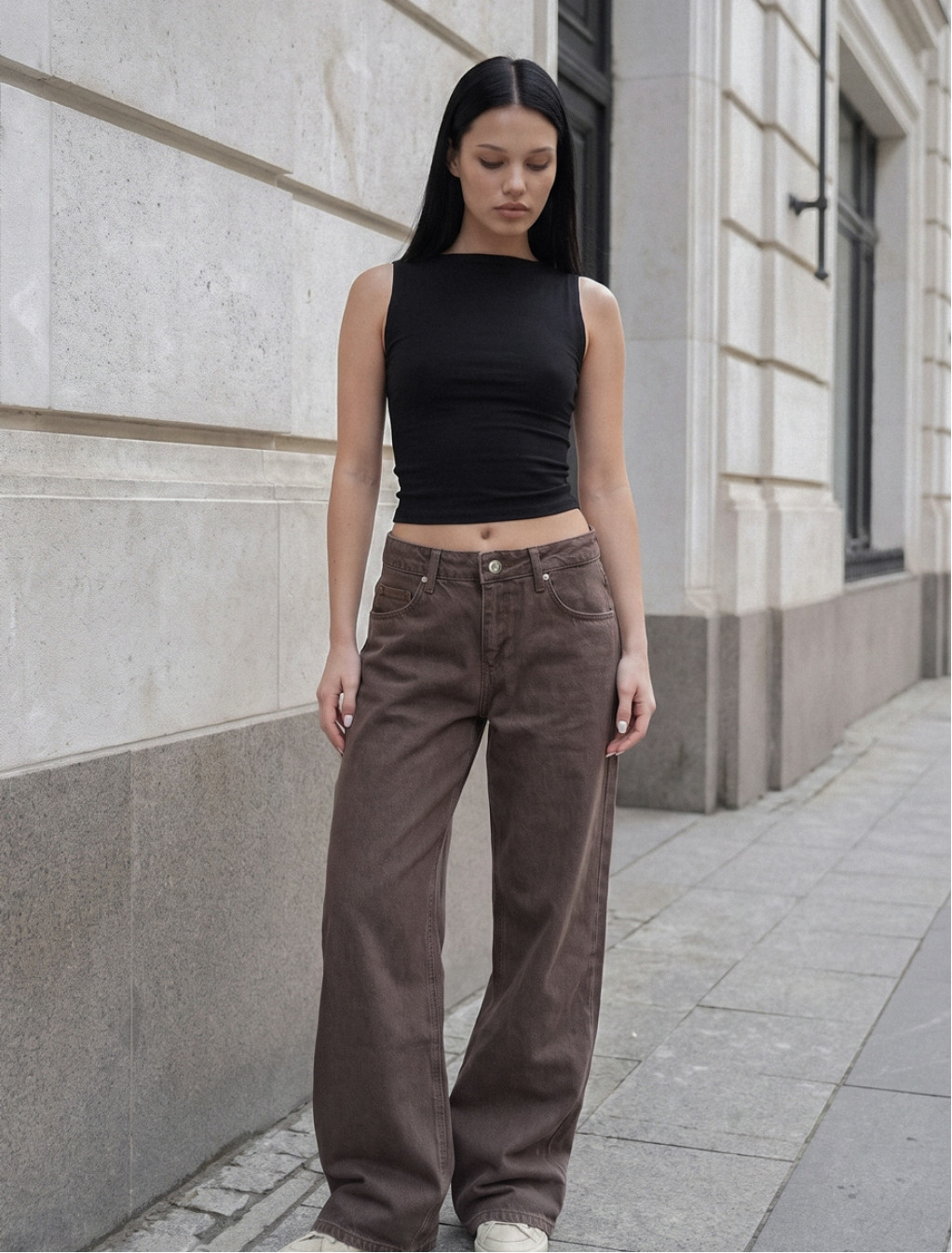 Dżinsy Staff 11 brown wide leg