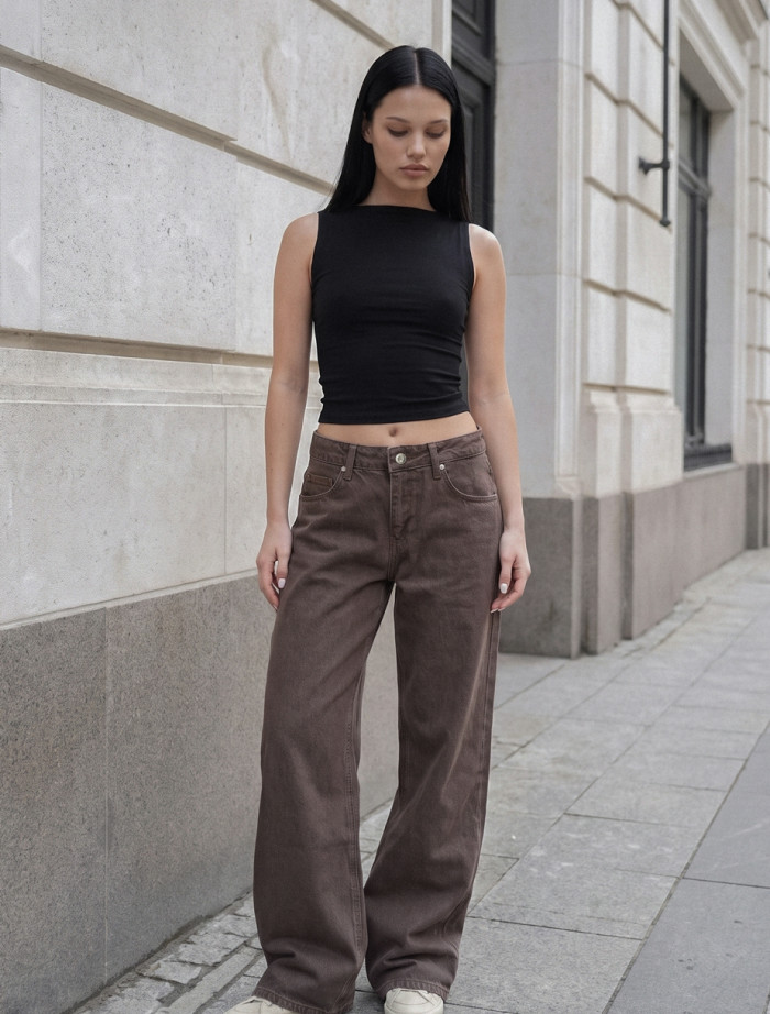 Dżinsy Staff 11 brown wide leg