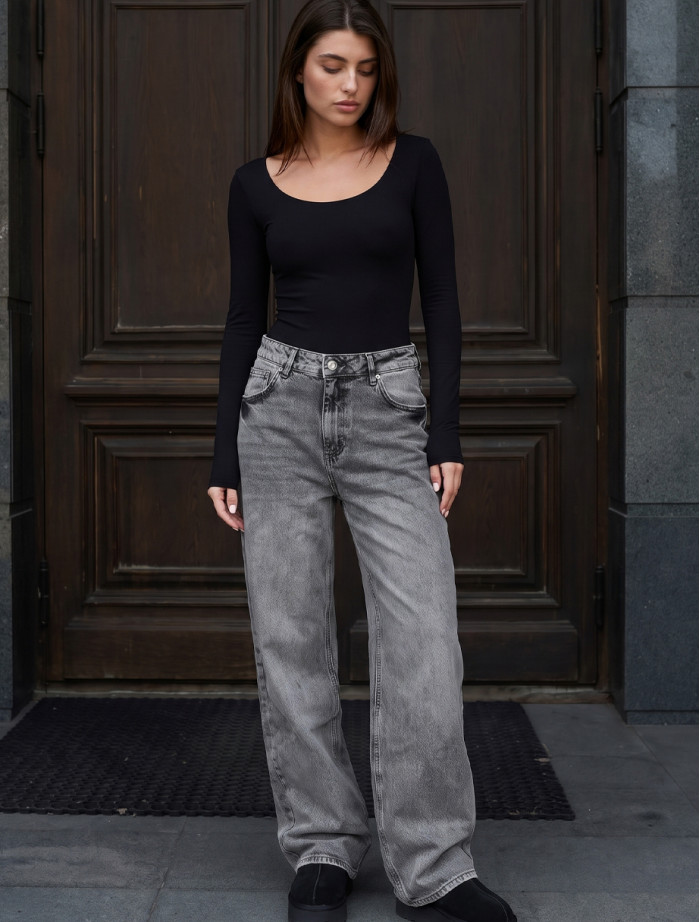 Dżinsy Staff 12 gray wide leg