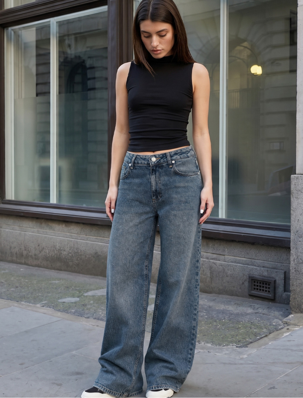 Dżinsy Staff 12 dark blue wide leg