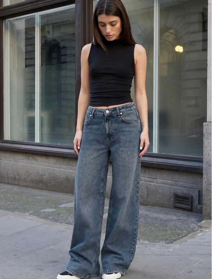 Dżinsy Staff 12 dark blue wide leg