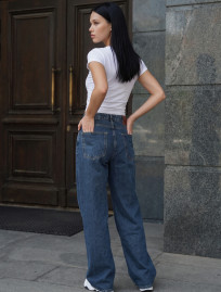 Dżinsy Staff 19 dark blue wide leg