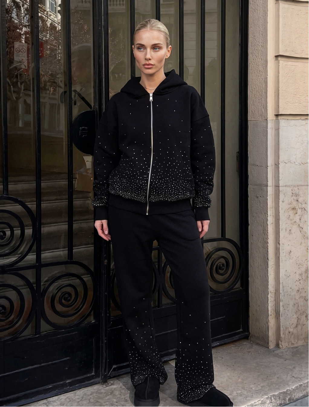 Dres Staff zip black oversize fleece