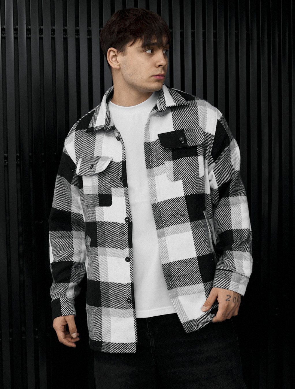 Kurtka-koszula Staff vo squares white & gray