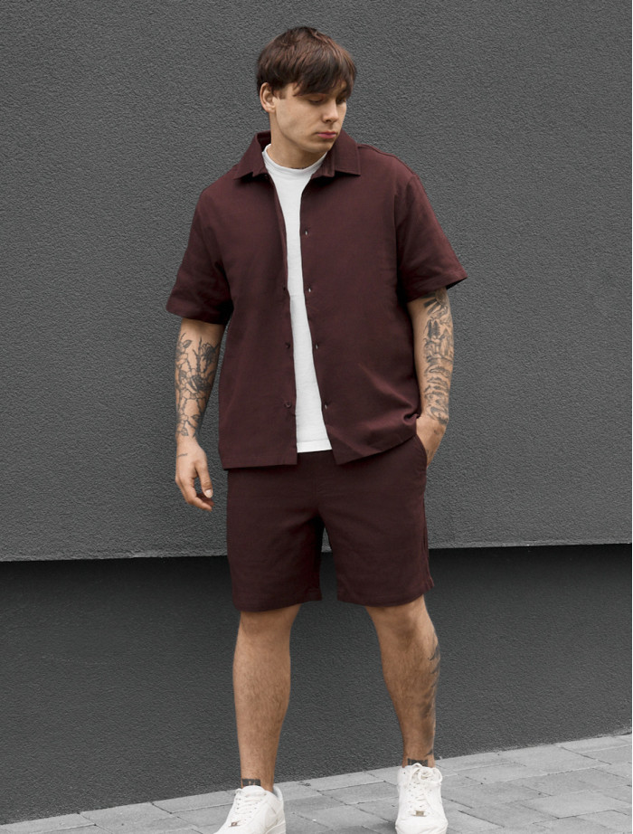 Komplet koszula + spodenki Staff rid dark brown