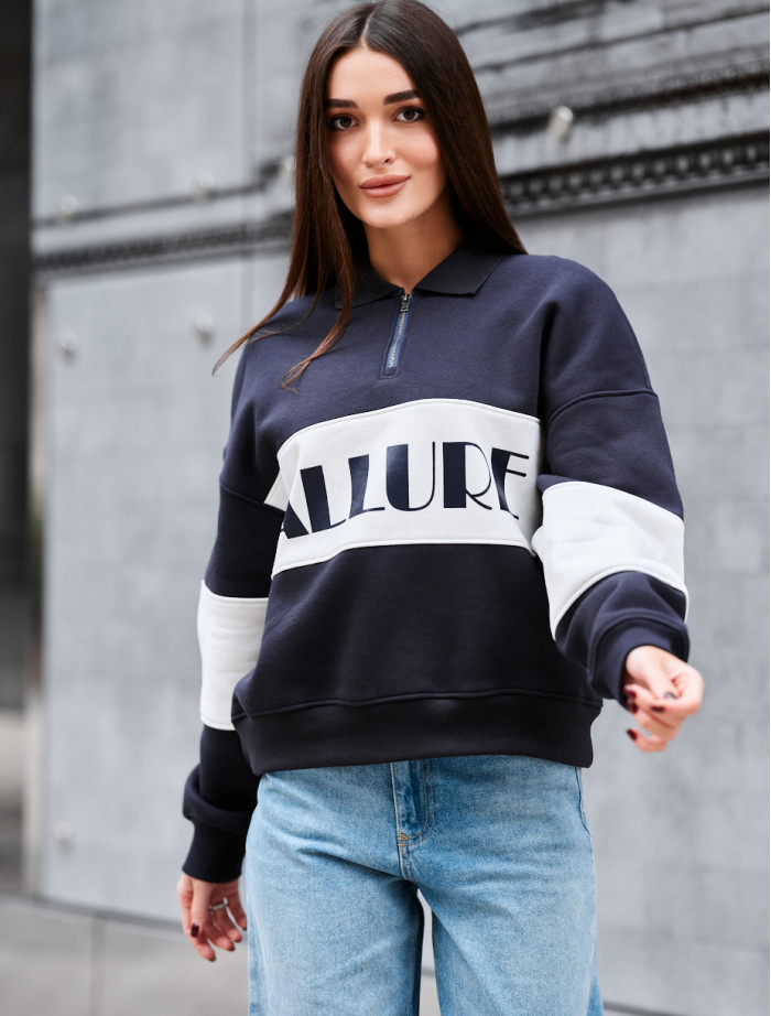 Olimpijka Staff mok navy & white oversize fleece