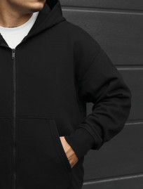 Bluza Staff lo zip black oversize fleece