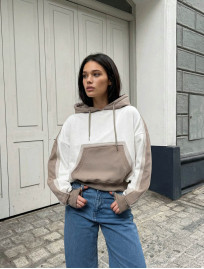 Bluza Staff twi white & light brown oversize