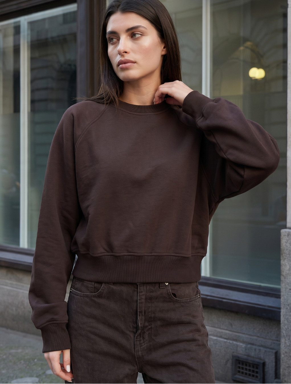 Bluza Staff make dark brown fleece