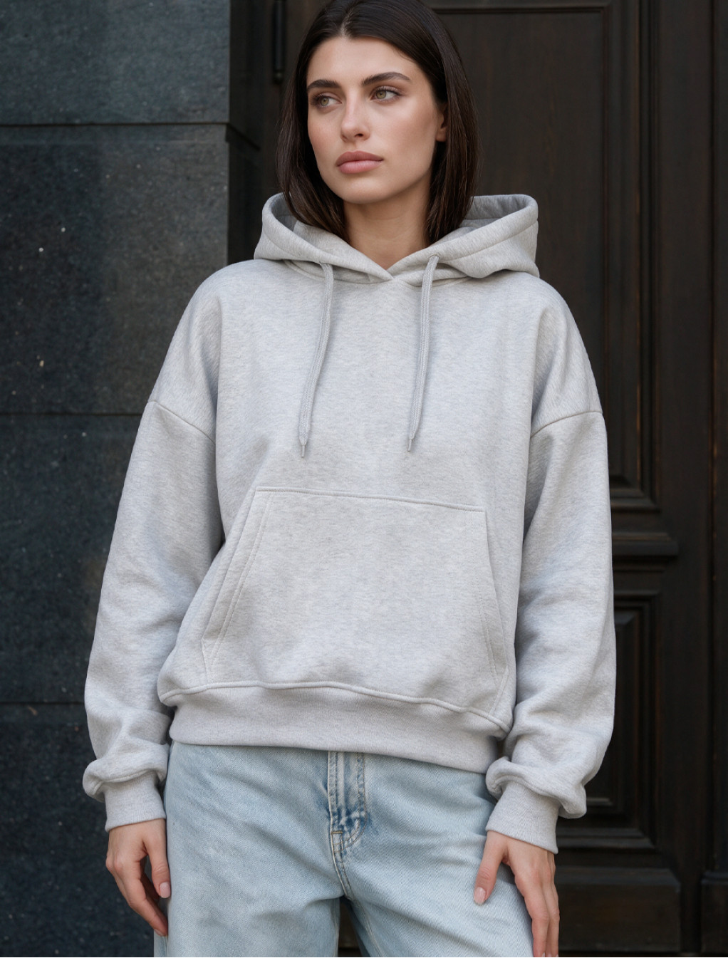 Bluza Staff ti gray melange oversize fleece