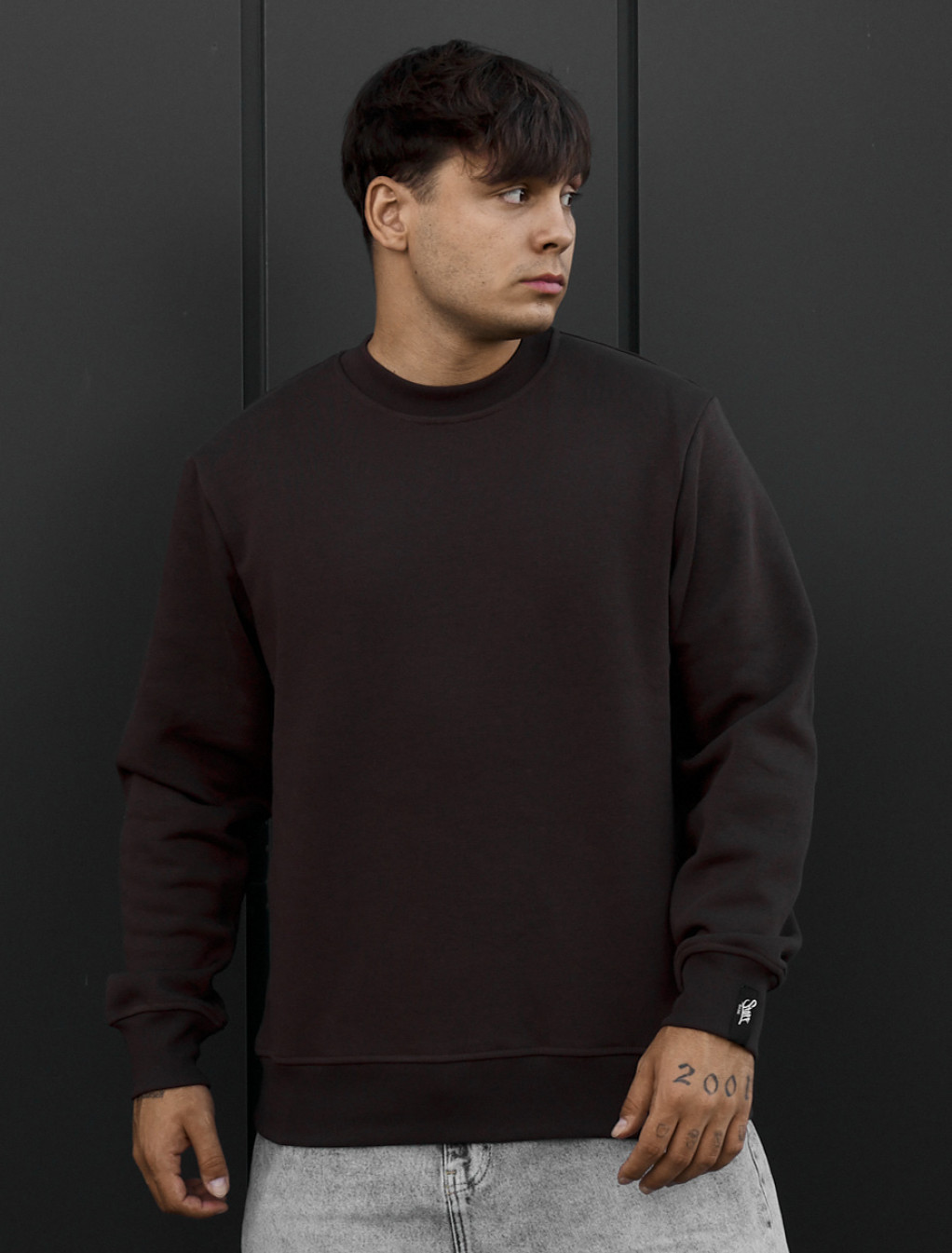 Світшот Staff dark brown basic fleece