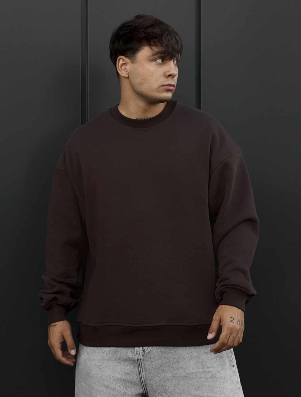Bluza Staff dark brown oversize fleece