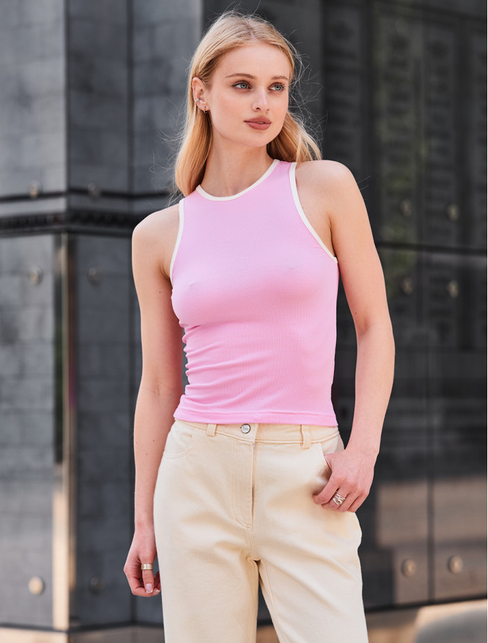 Top Staff ris pink & white