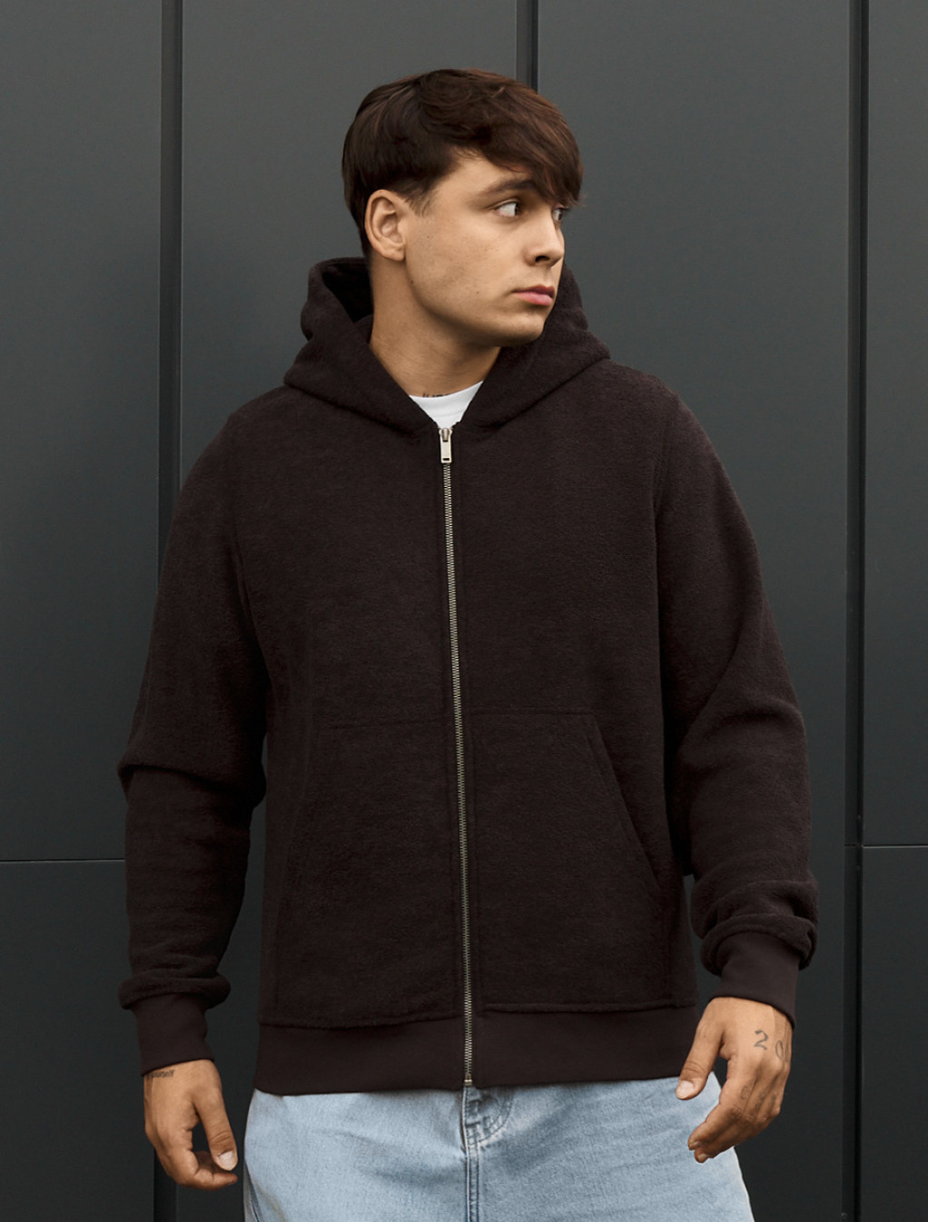 Bluza Staff zip dark brown fleece
