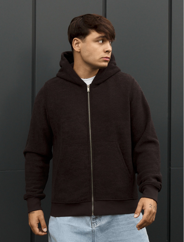 Bluza Staff zip dark brown fleece
