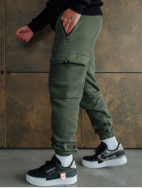 Spodnie dresowe Staff cargo khaki fleece