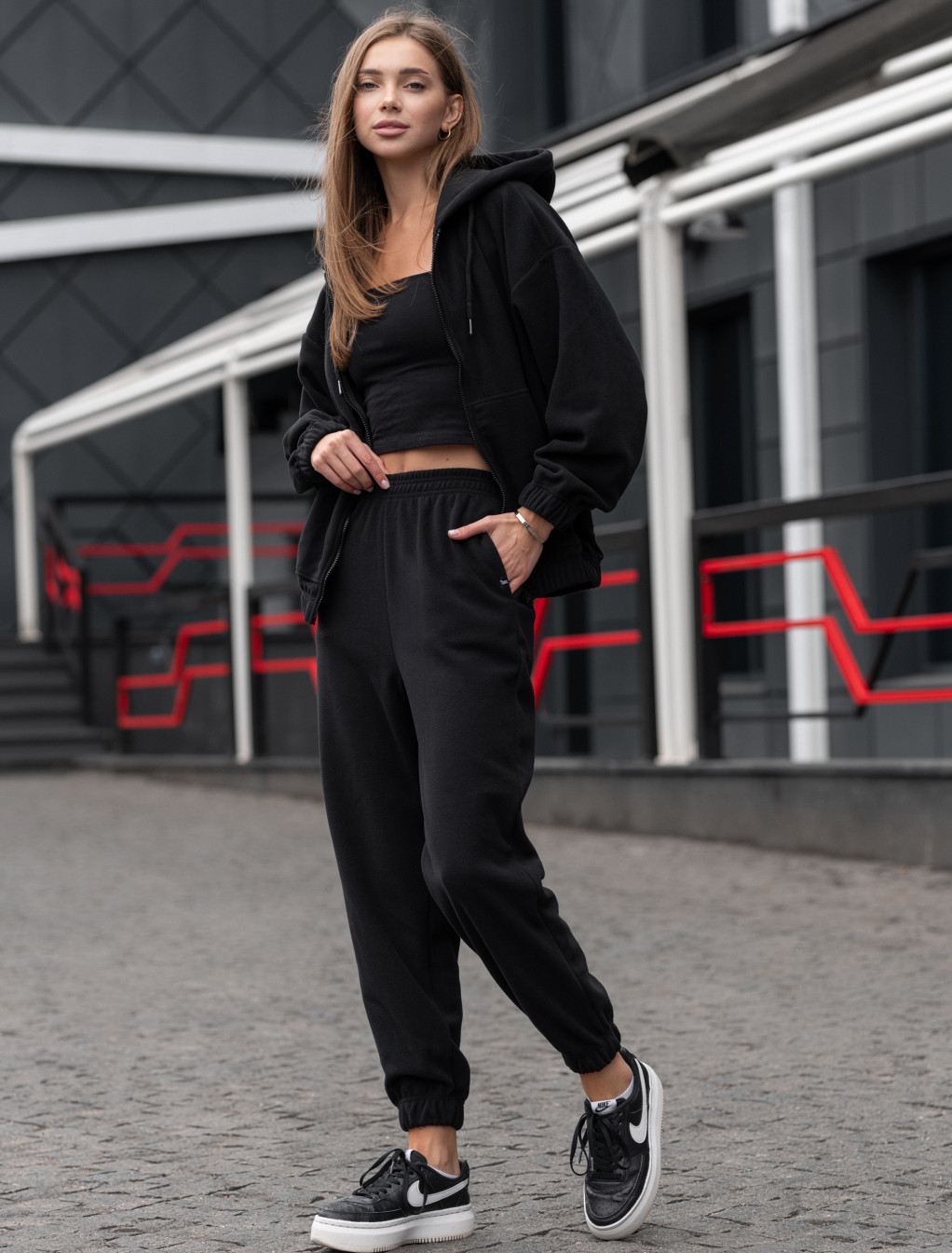 Damski dres sportowy Staff fla microfleece black oversize
