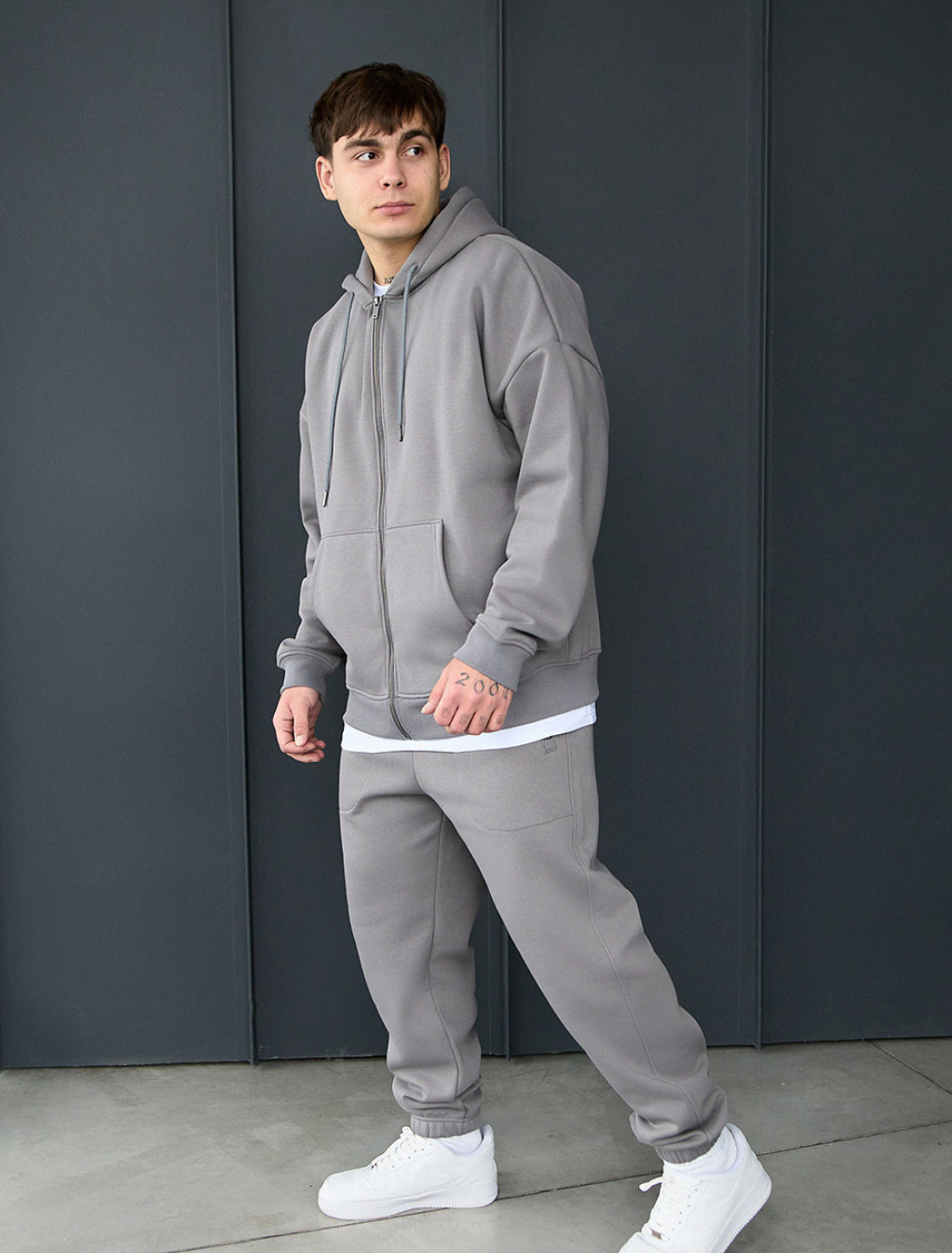 Dres sportowy Staff wit zip gray2 oversize fleece