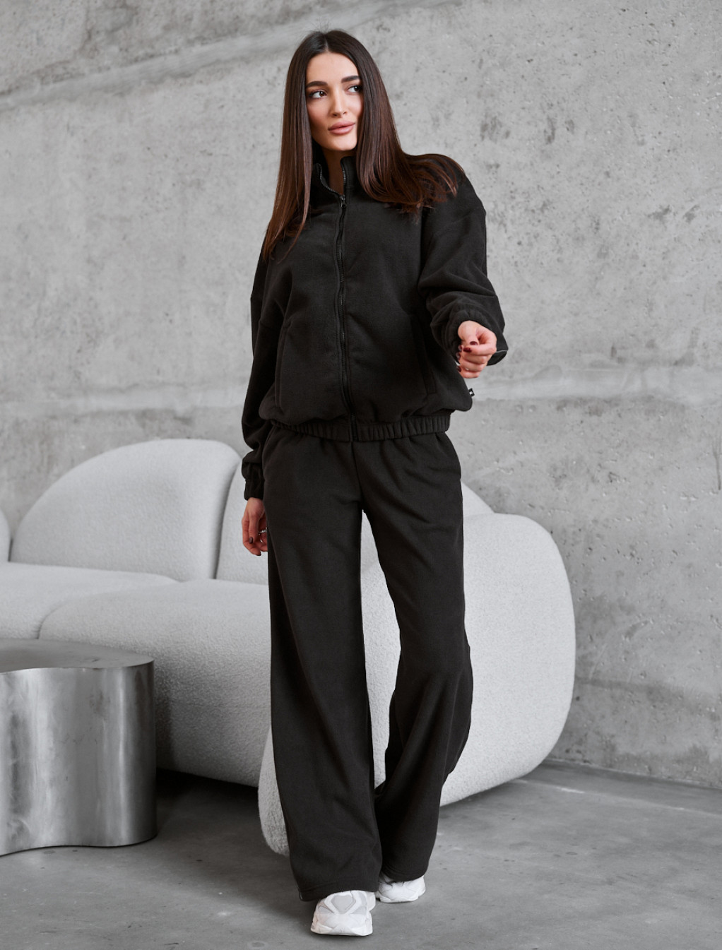 Dres damski Staff zer black reflective oversize fleece