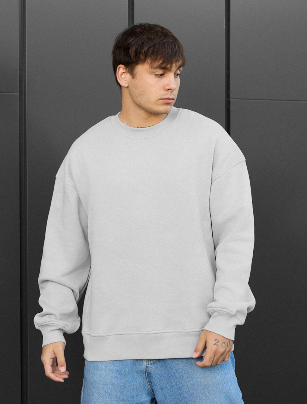 Bluza Staff light gray oversize fleece