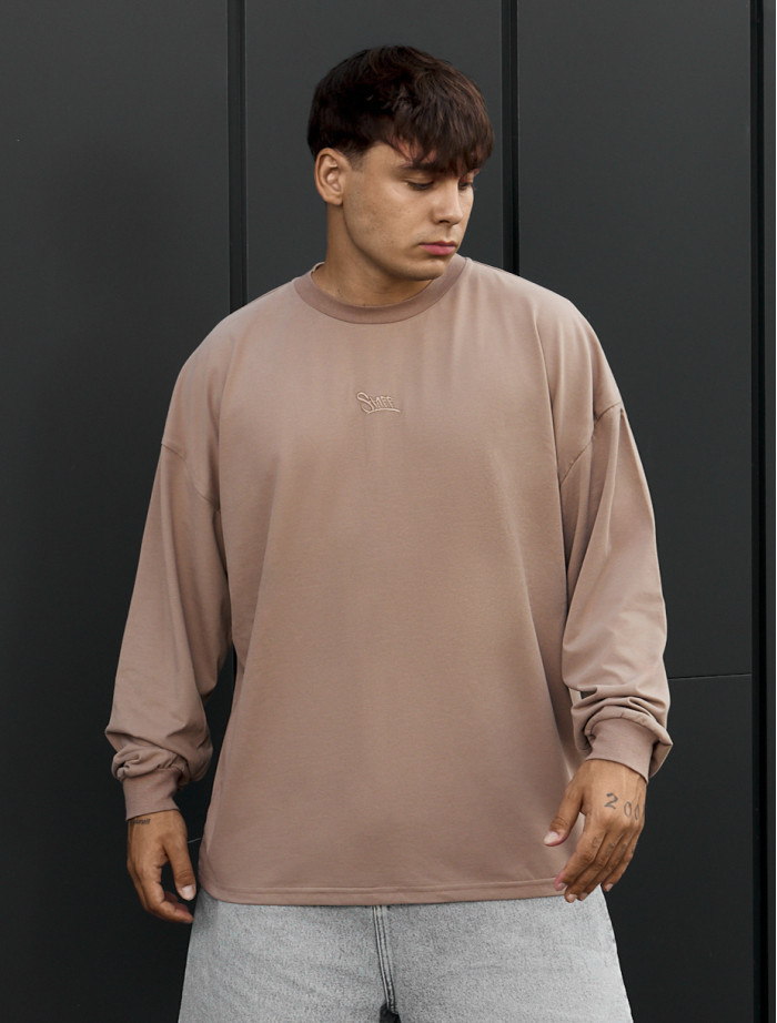 Longsleeve Staff beige brown logo oversize