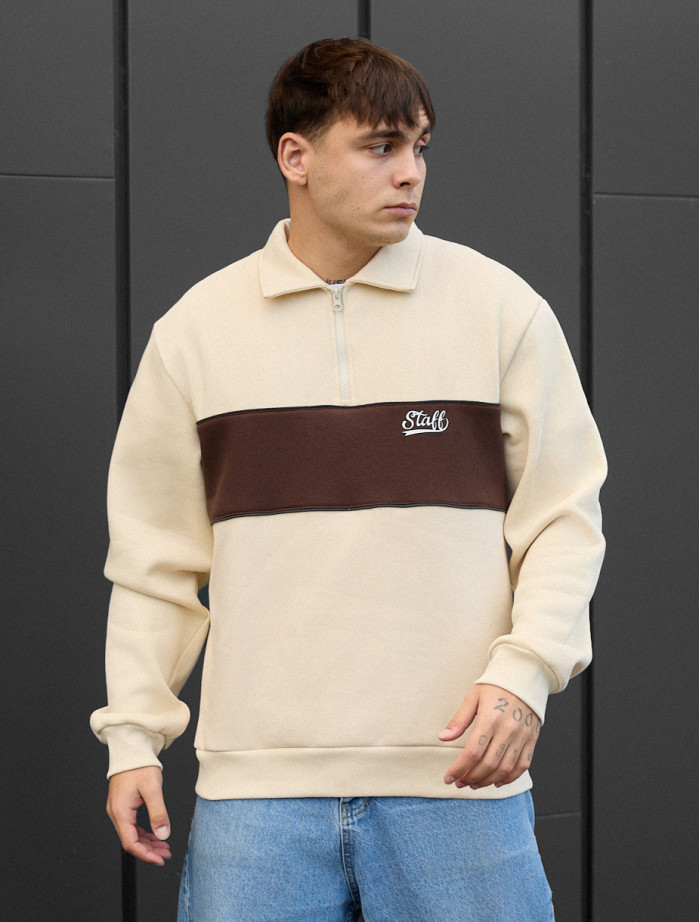 Bluza Staff milk & brown oversize fleece