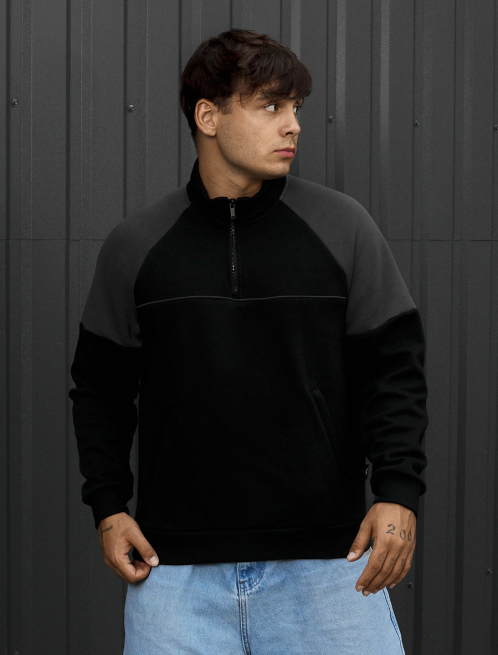 Olimpijka Staff black & gray zip reflective oversize fleece