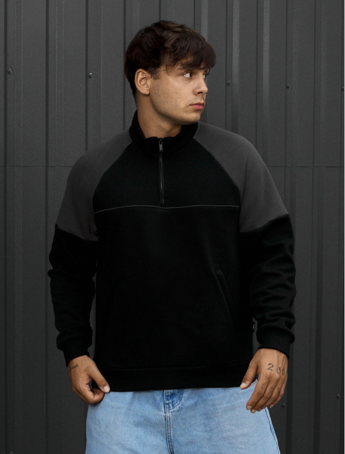 Olimpijka Staff black & gray zip reflective oversize fleece