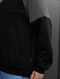 Bluza Staff black & gray zip reflective oversize fleece