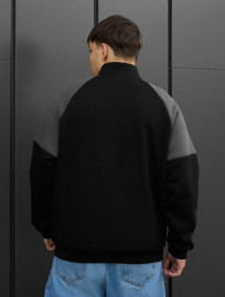 Bluza Staff black & gray zip reflective oversize fleece