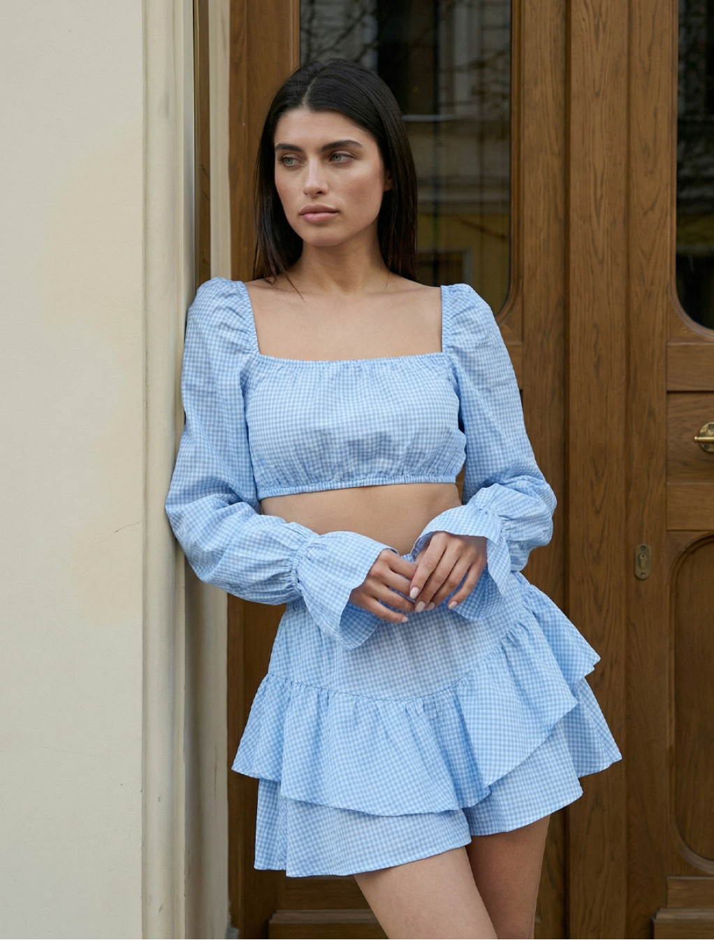 Komplet top + spódnica-spodenki Staff ria light blue