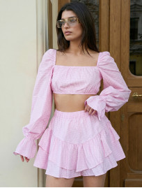 Komplet top + spodenki-spódnica Staff ria pink